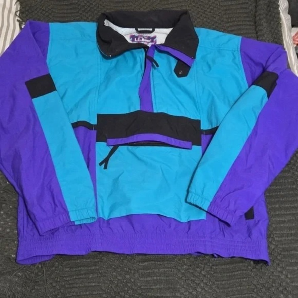 Vintage LL Bean Sunburst Blue and Purple‎ Jacket - 1990s!
